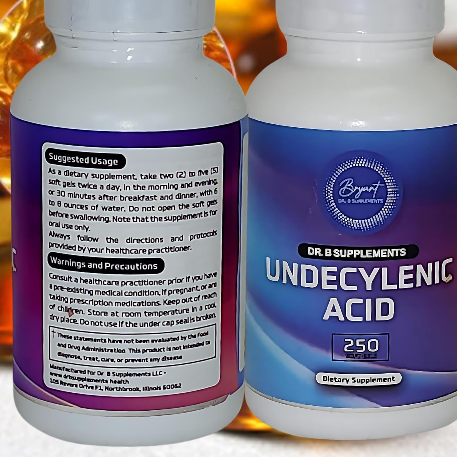 Dr B Supplements Ácido Undecénico – producción en Estados Unidos garantiza calidad constante.