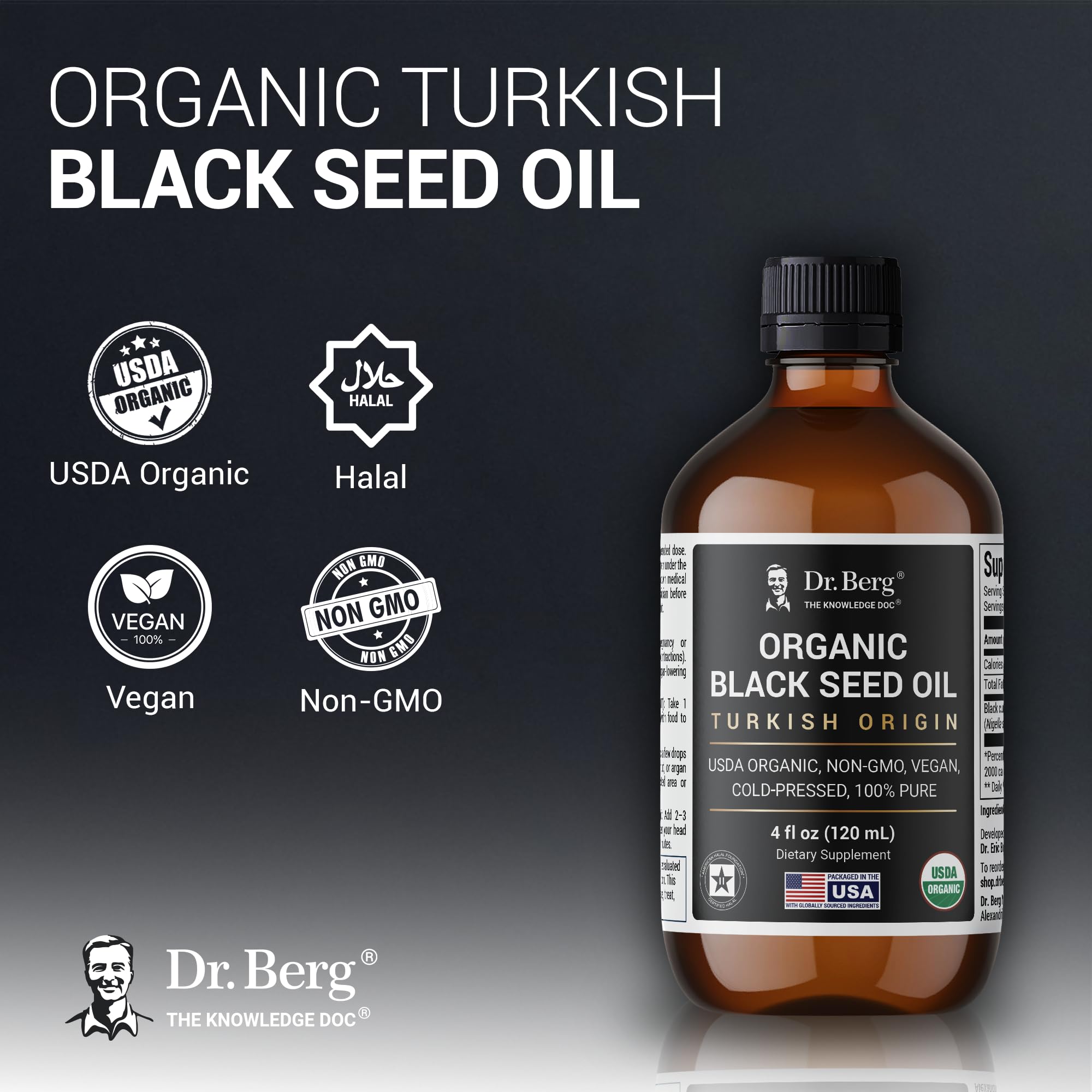 Dr. Berg Aceite Nigella Sativa, aplicación capilar para brillo y hidratación.