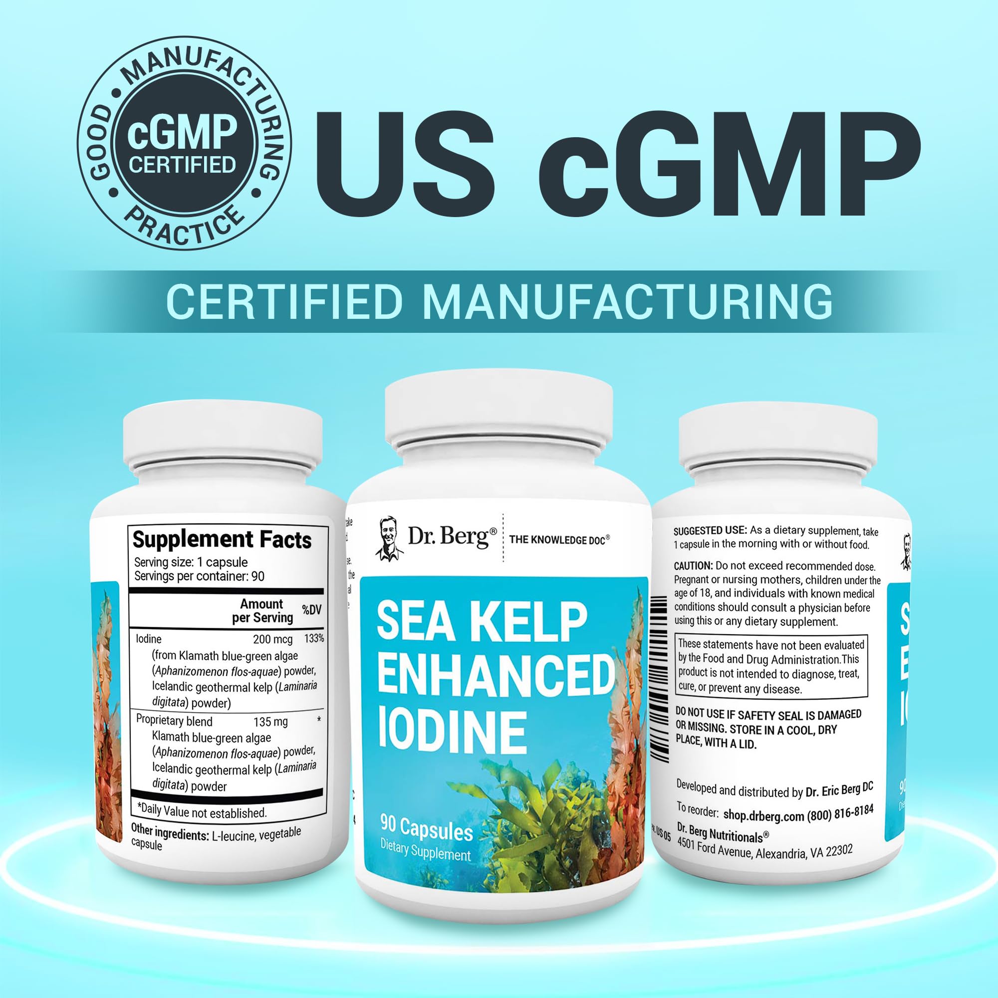 Dr. Berg Nutritionals certificado GMP garantiza fabricación segura y de calidad.