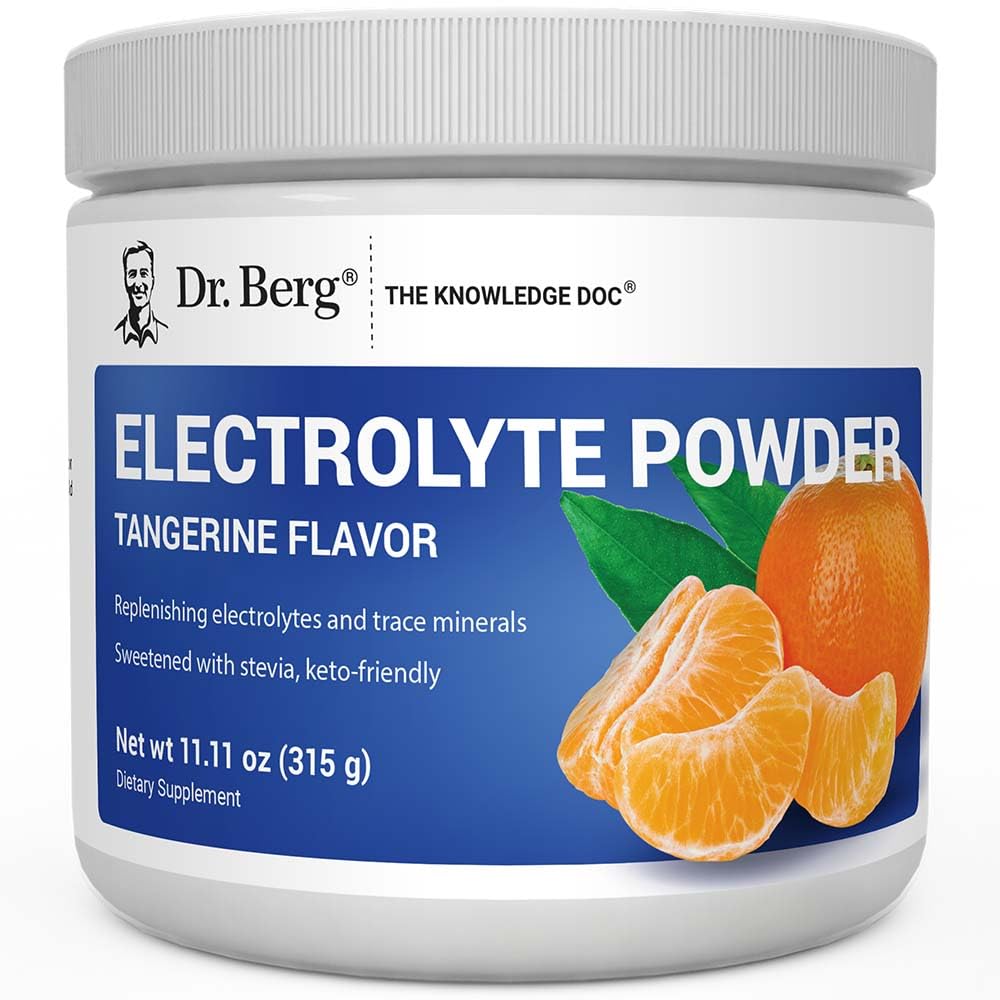 Dr. Berg electrolitos sin azúcar sabor mandarina para hidratación durante el entrenamiento.