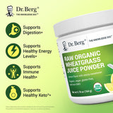 Dr. Berg Etiqueta orgánica con detalle de ingredientes clave.