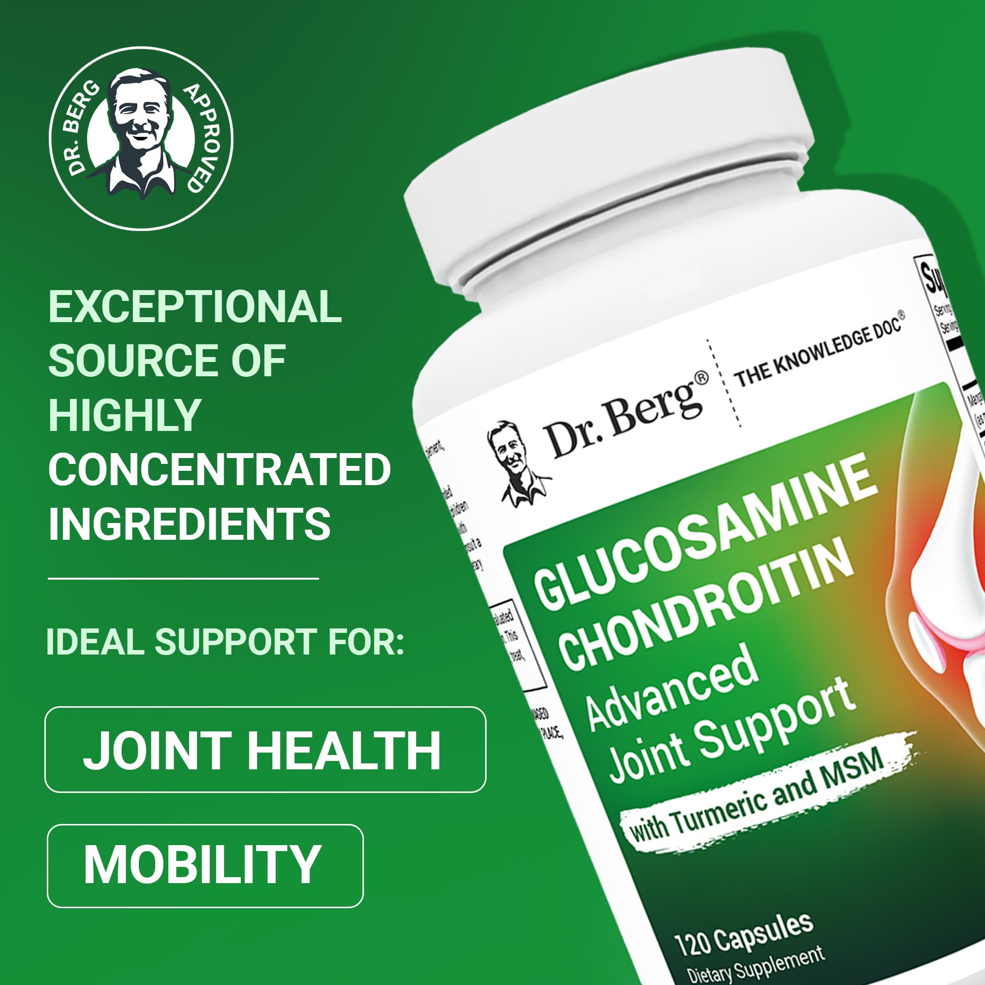 Etiqueta Dr. Berg con detalles de ingredientes clave para articulaciones