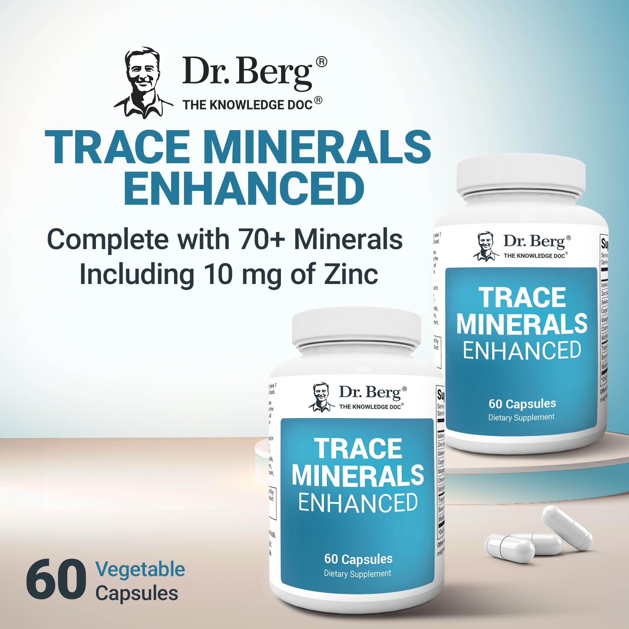 Dr. Berg Minerales de Trazas Mejorados: caja del producto para almacenamiento y manejo sencillo.