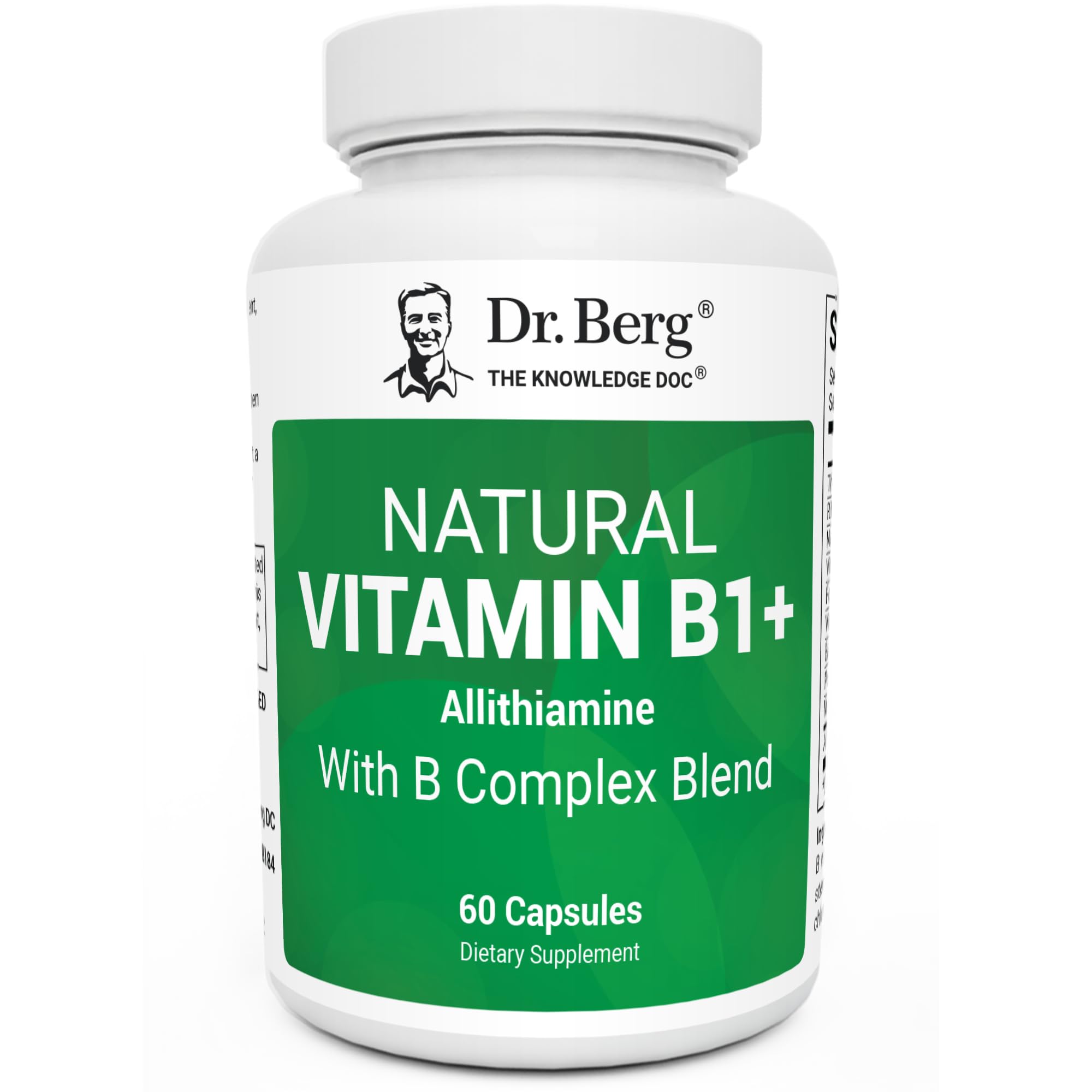 Dr. Berg Natural Vitamin B1 B6 B12 Complex en botella para uso diario.