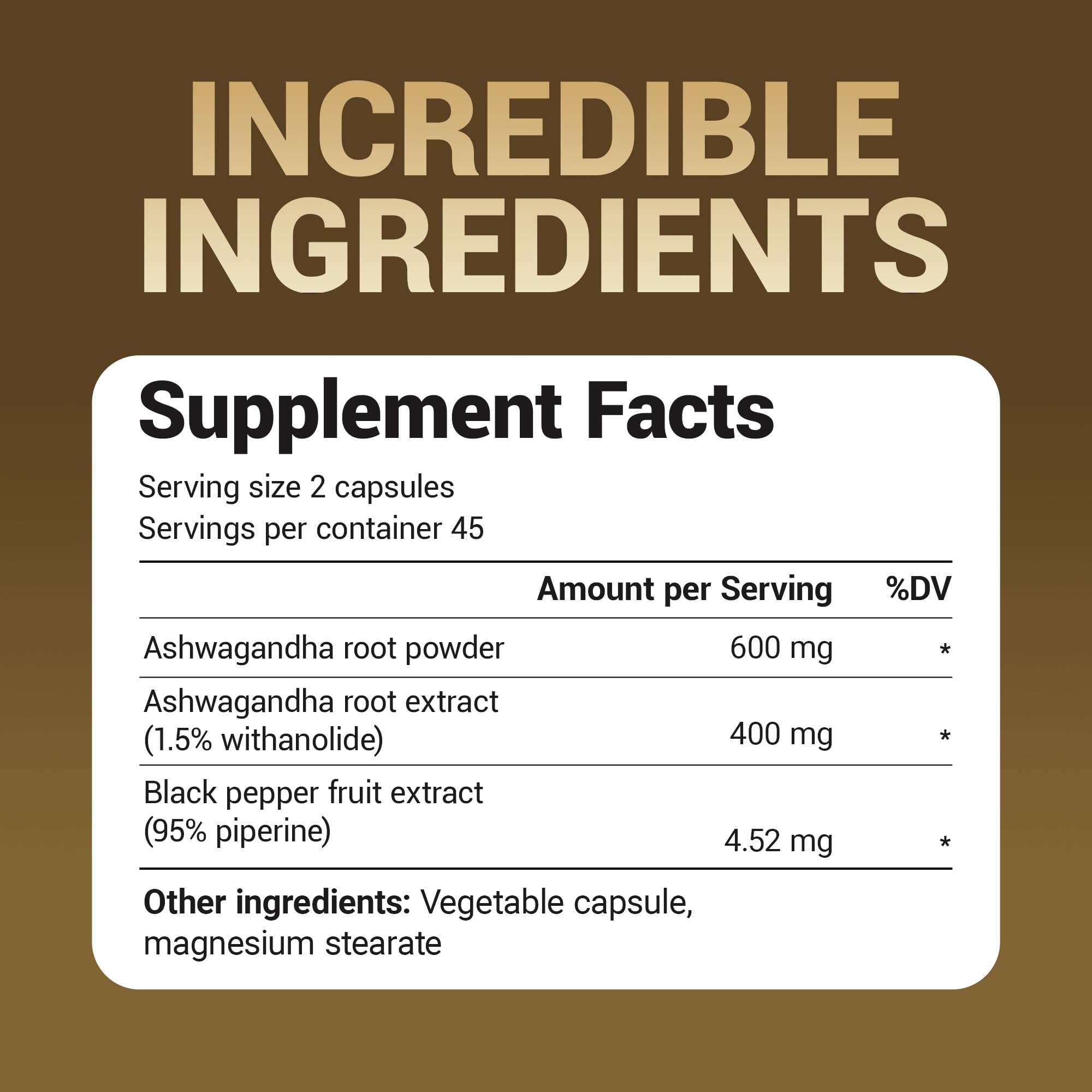 Dr. Berg Nutritionals cápsulas de ashwagandha con Bioperine, mejora la absorción de nutrientes.