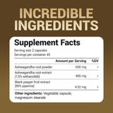 Dr. Berg Nutritionals cápsulas de ashwagandha con Bioperine, mejora la absorción de nutrientes.