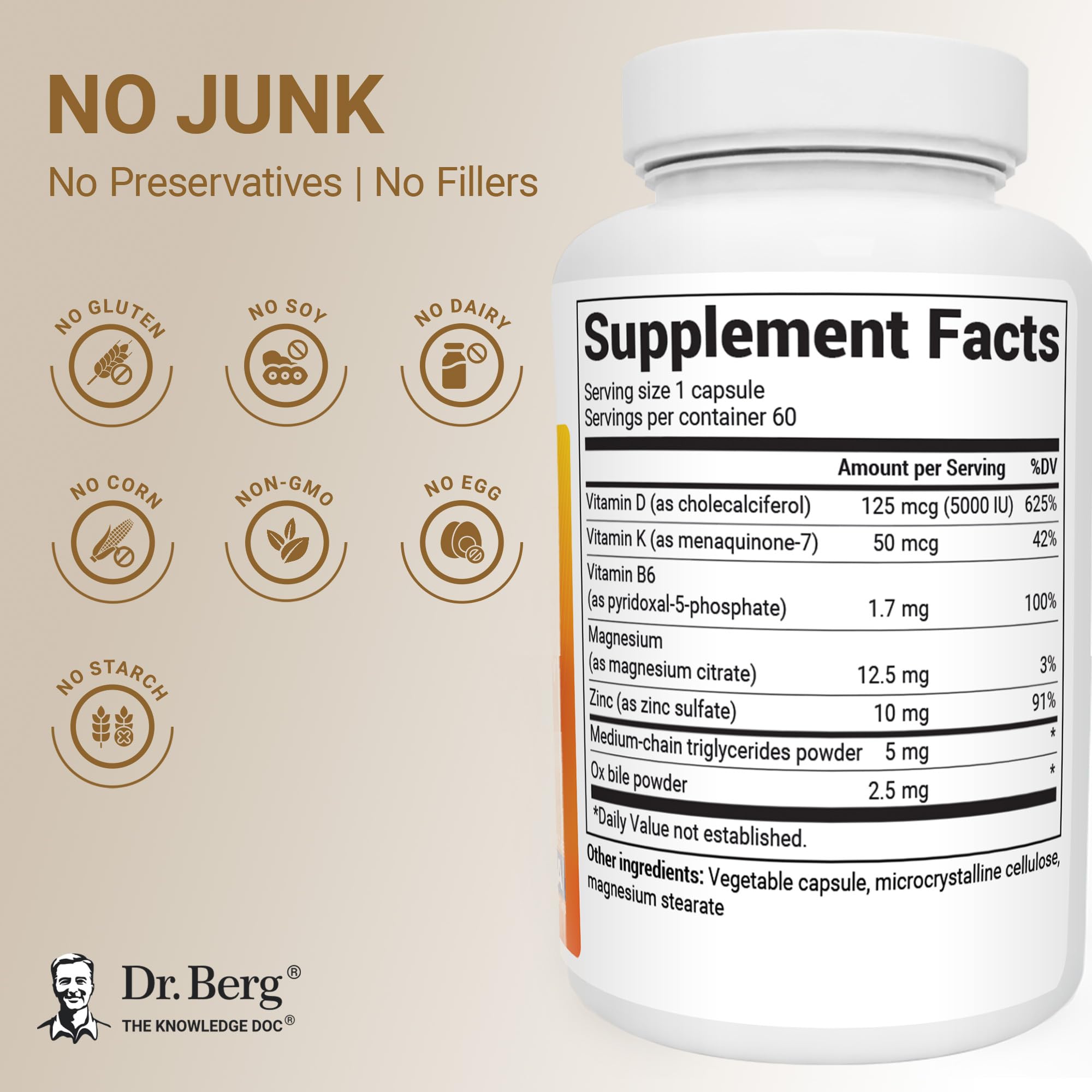 Dr. Berg D3 K2 con MCT para absorción de vitaminas liposolubles