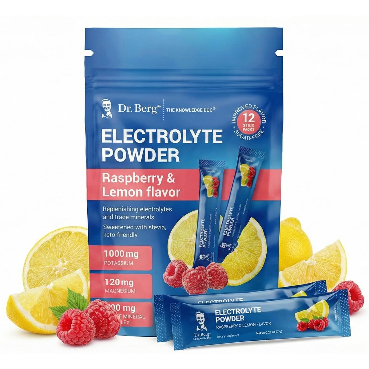 Dr. Berg Nutritionals, paquetes de electrolitos sin azúcar para hidratación rápida