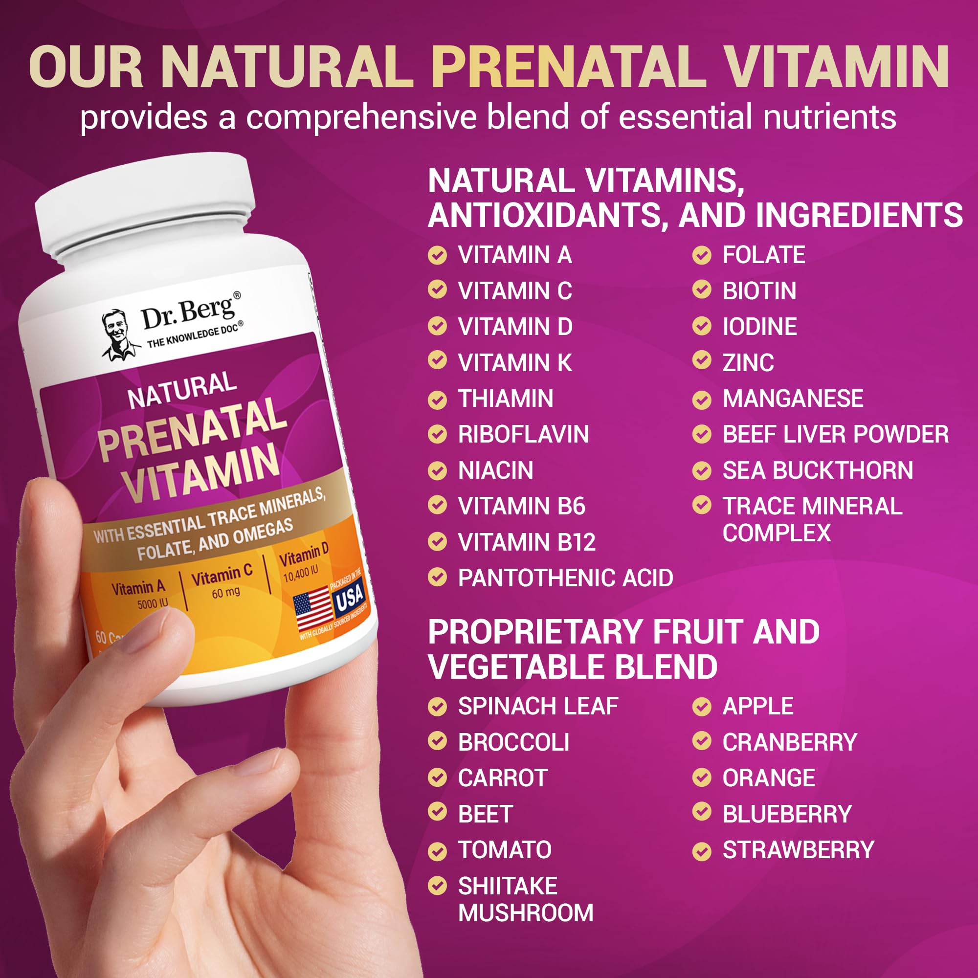 Dr. Berg Nutritionals Prenatal digestión suave y absorción