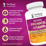 Dr. Berg Nutritionals Prenatal ingredientes clave como folato y omegas