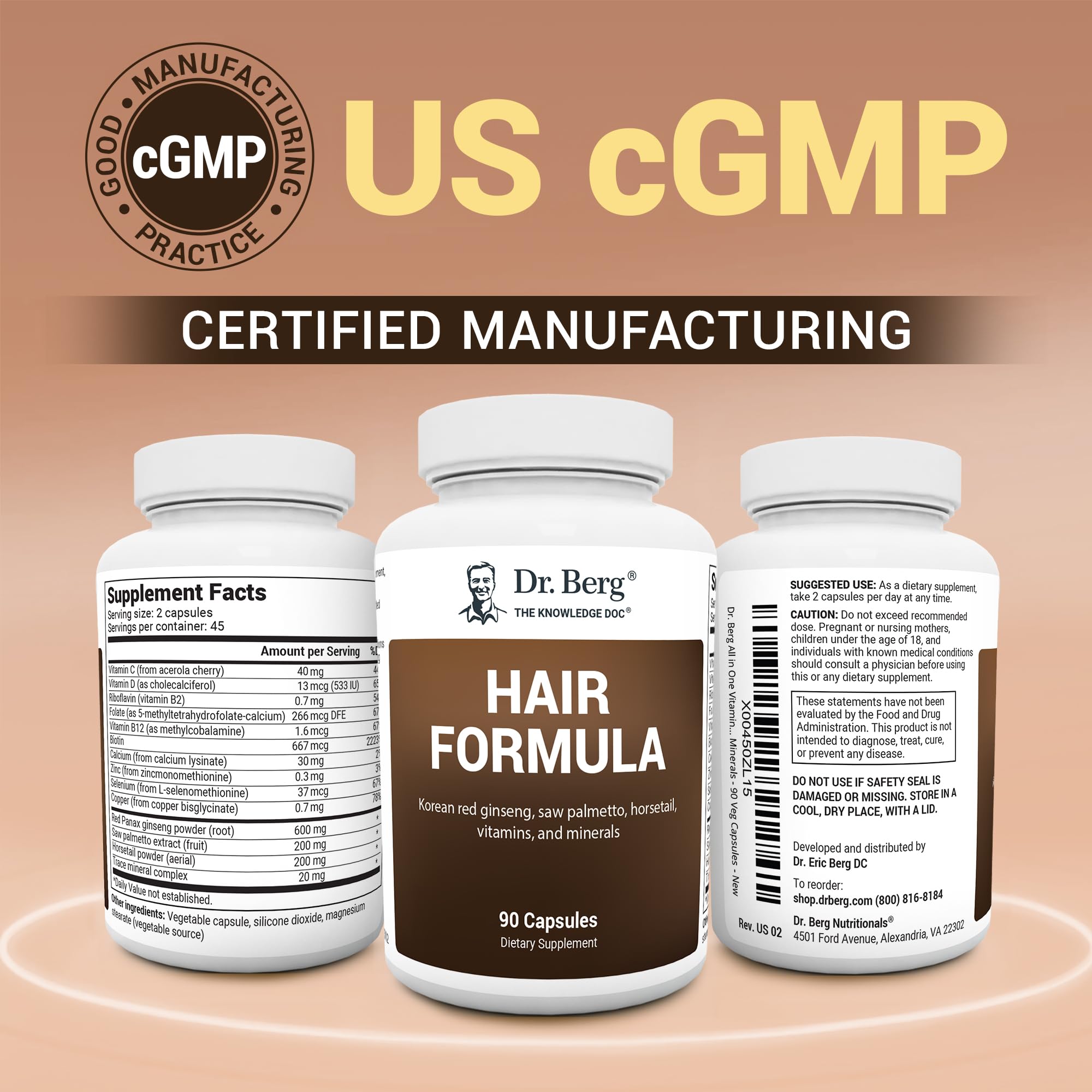 Dr. Berg Nutritionals: proceso GMP certificado para calidad y seguridad.