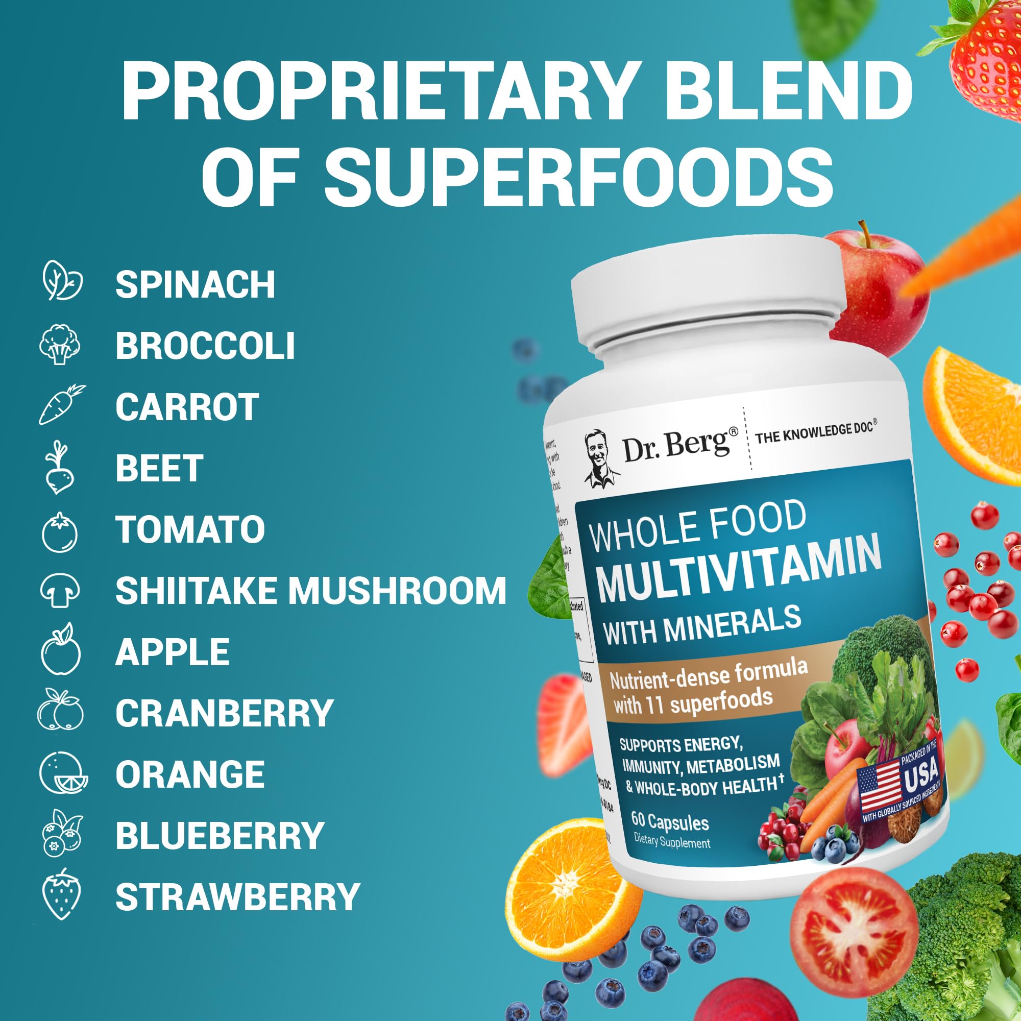 Uso diario fácil con cápsulas de Dr. Berg Multivitamínico