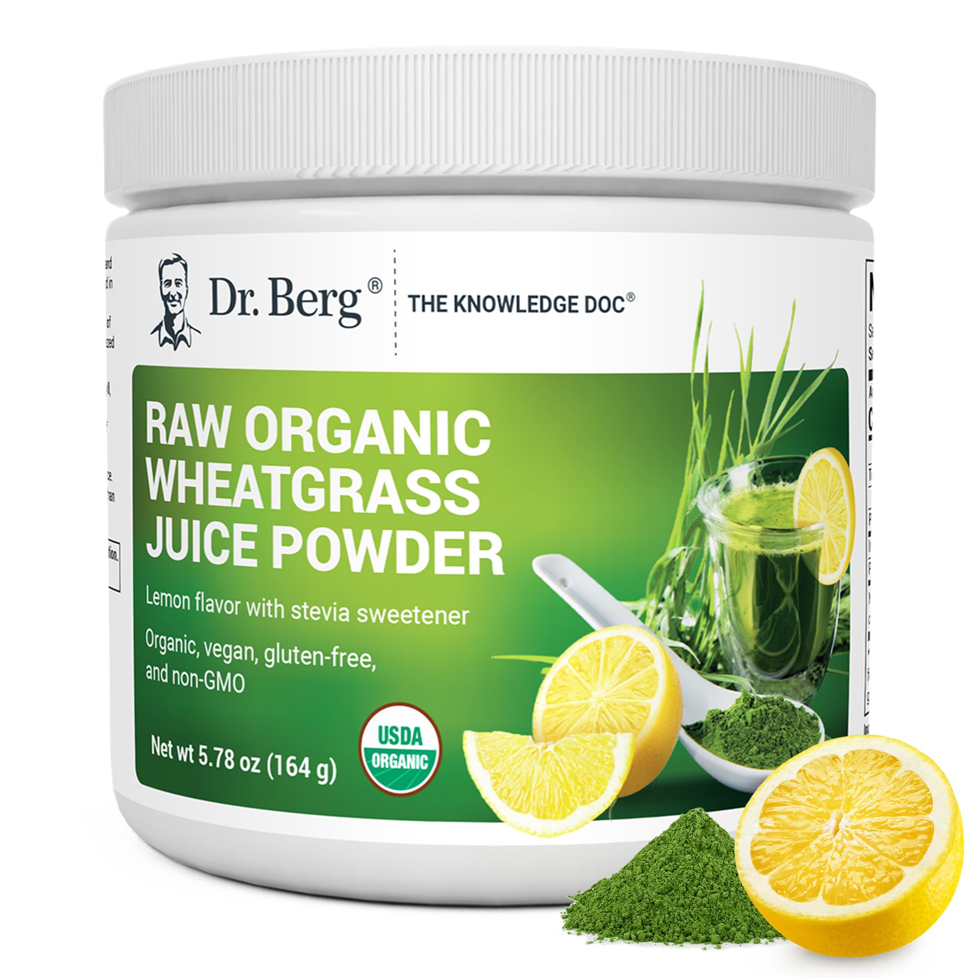 Dr. Berg Polvo Verde Orgánico en envase práctico para 60 porciones.
