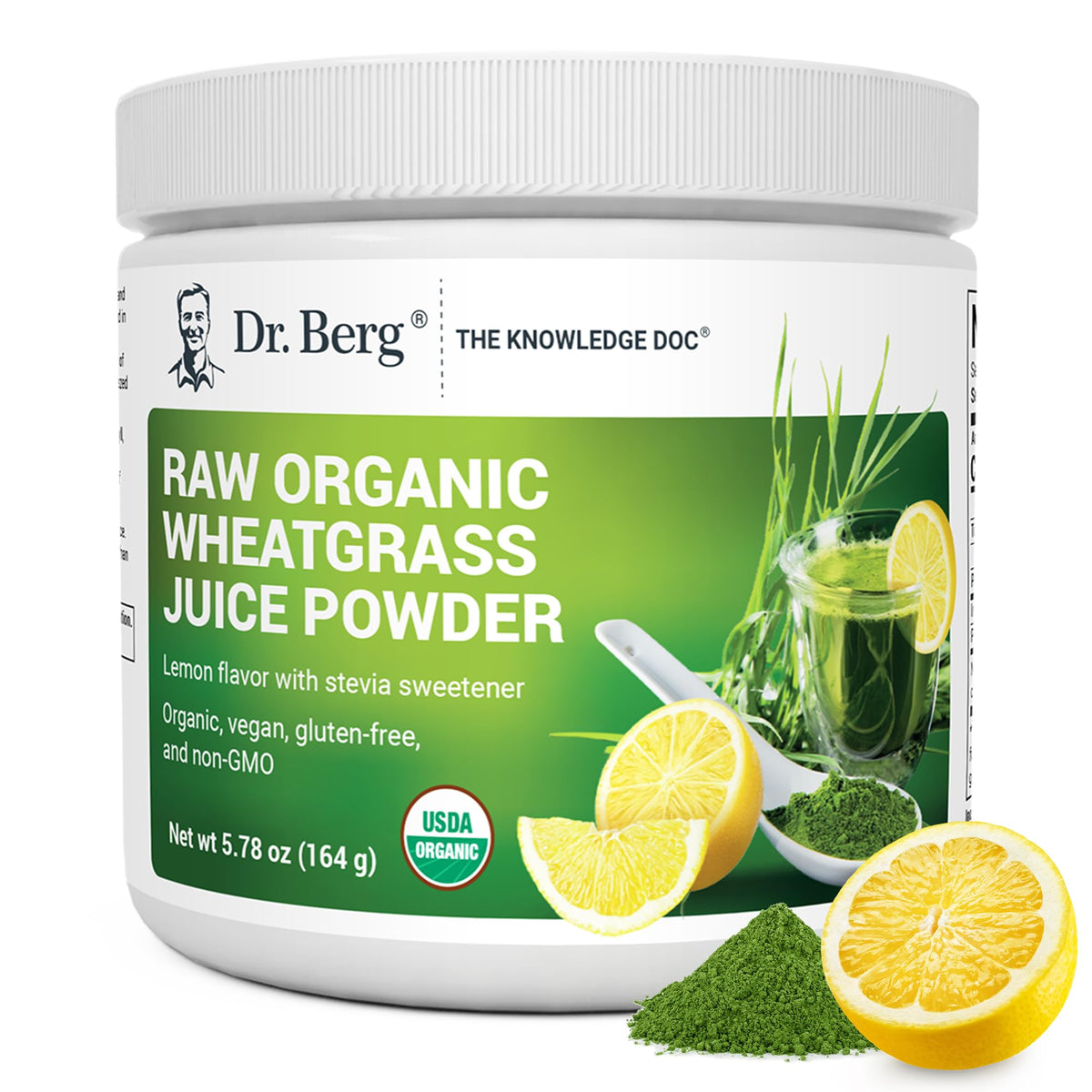 Dr. Berg Polvo Verde Orgánico en envase práctico para 60 porciones.