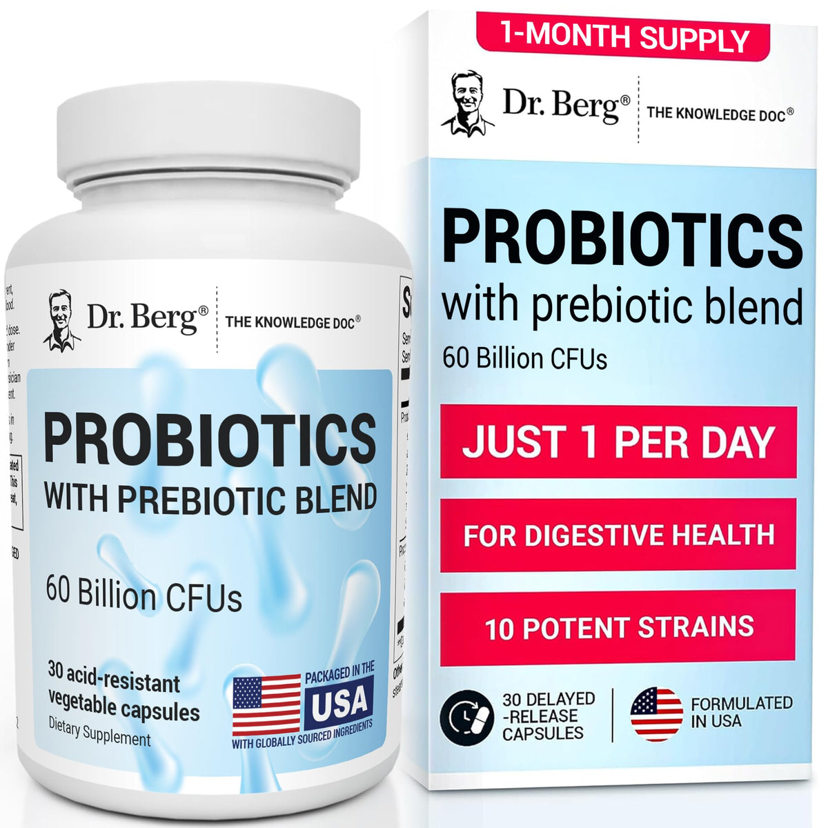 Dr. Berg Probiotic cápsulas: apoyo digestivo diario.