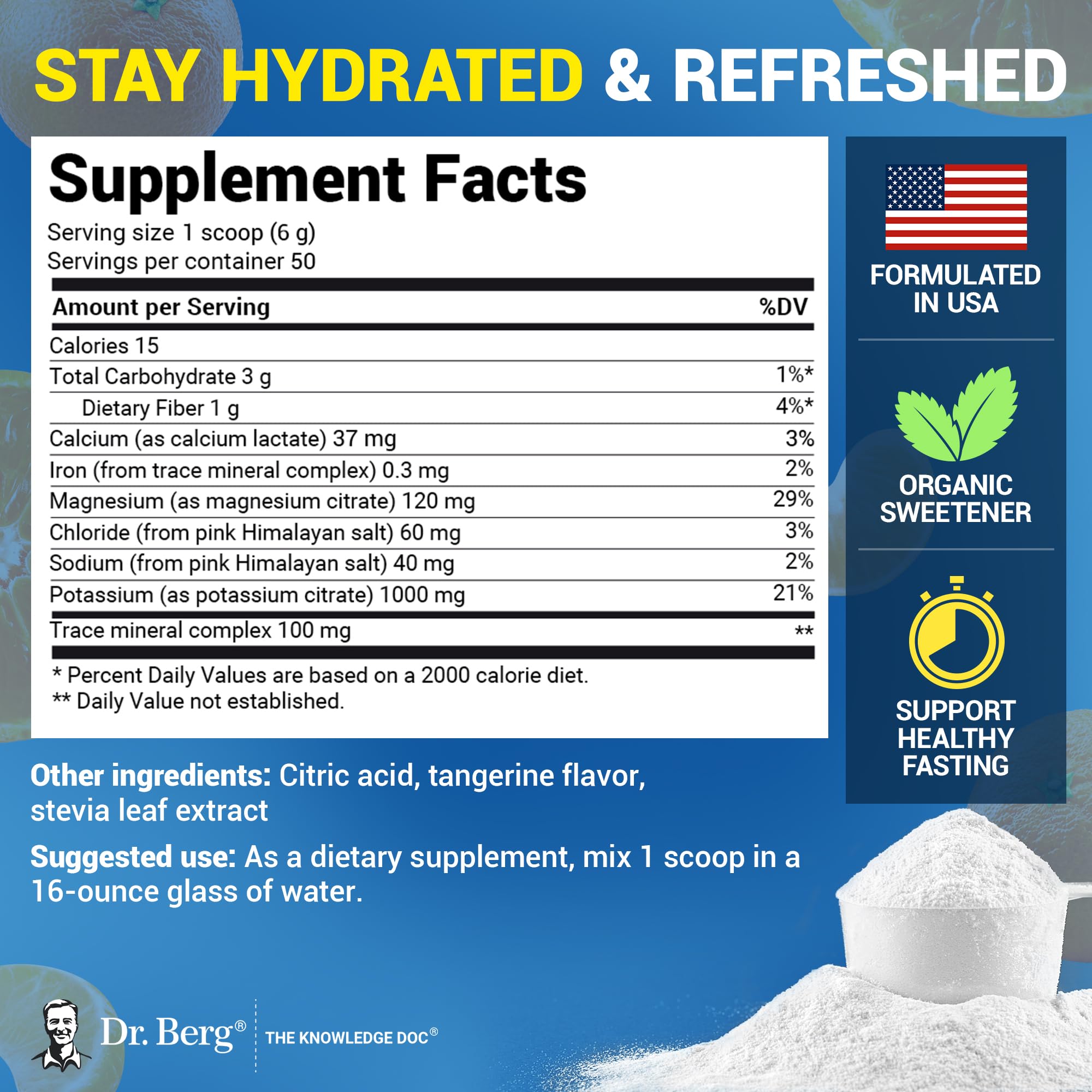 Dr. Berg sal rosa del Himalaya aporta sodio natural para hidratación sostenida.
