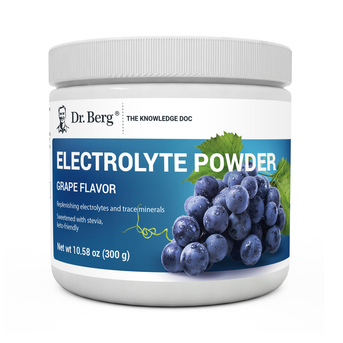 Dr. Berg Zero Sugar Hydration Powder en bote para reponer electrolitos durante ejercicio