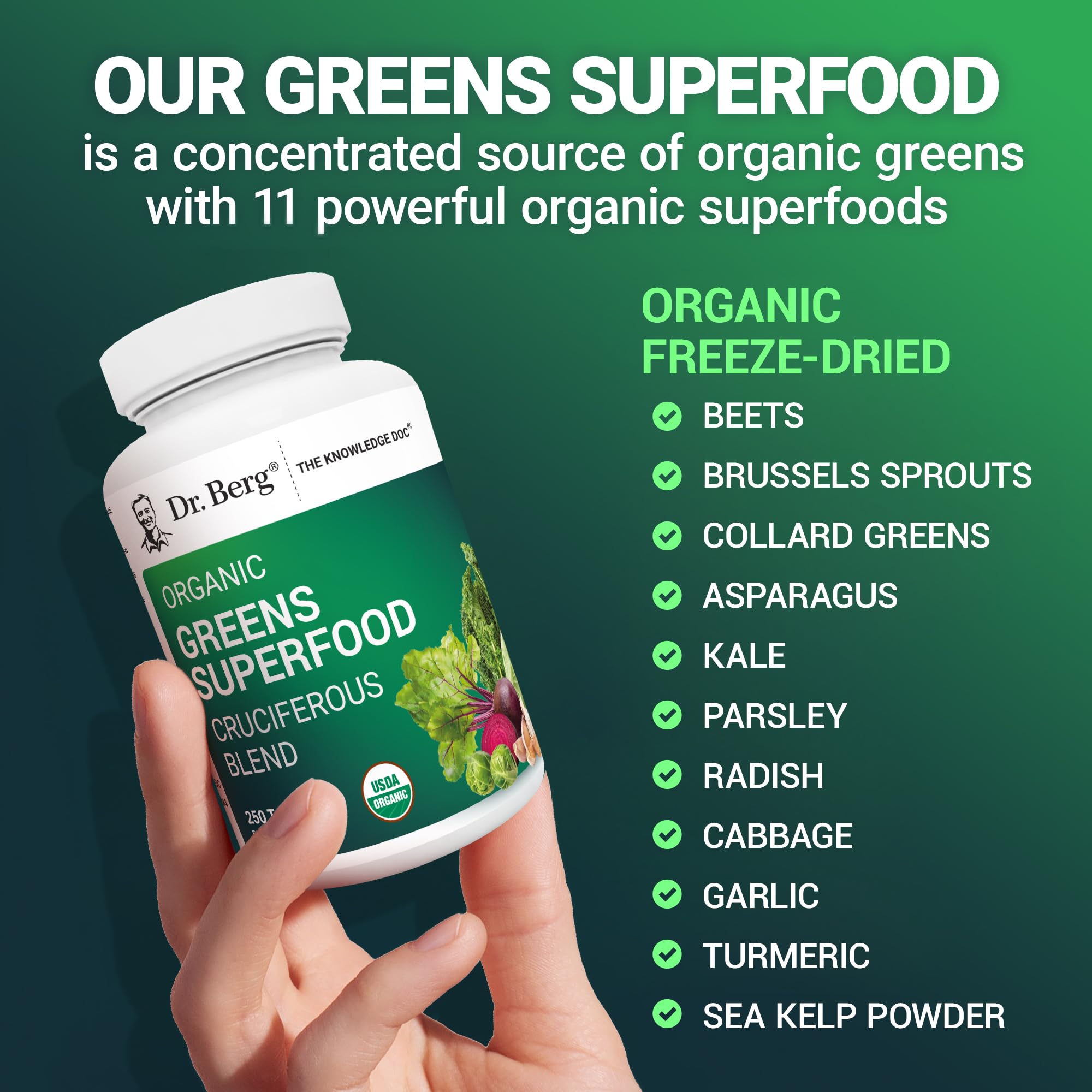 Dr. Berg's Greens: dosis diaria sencilla con agua