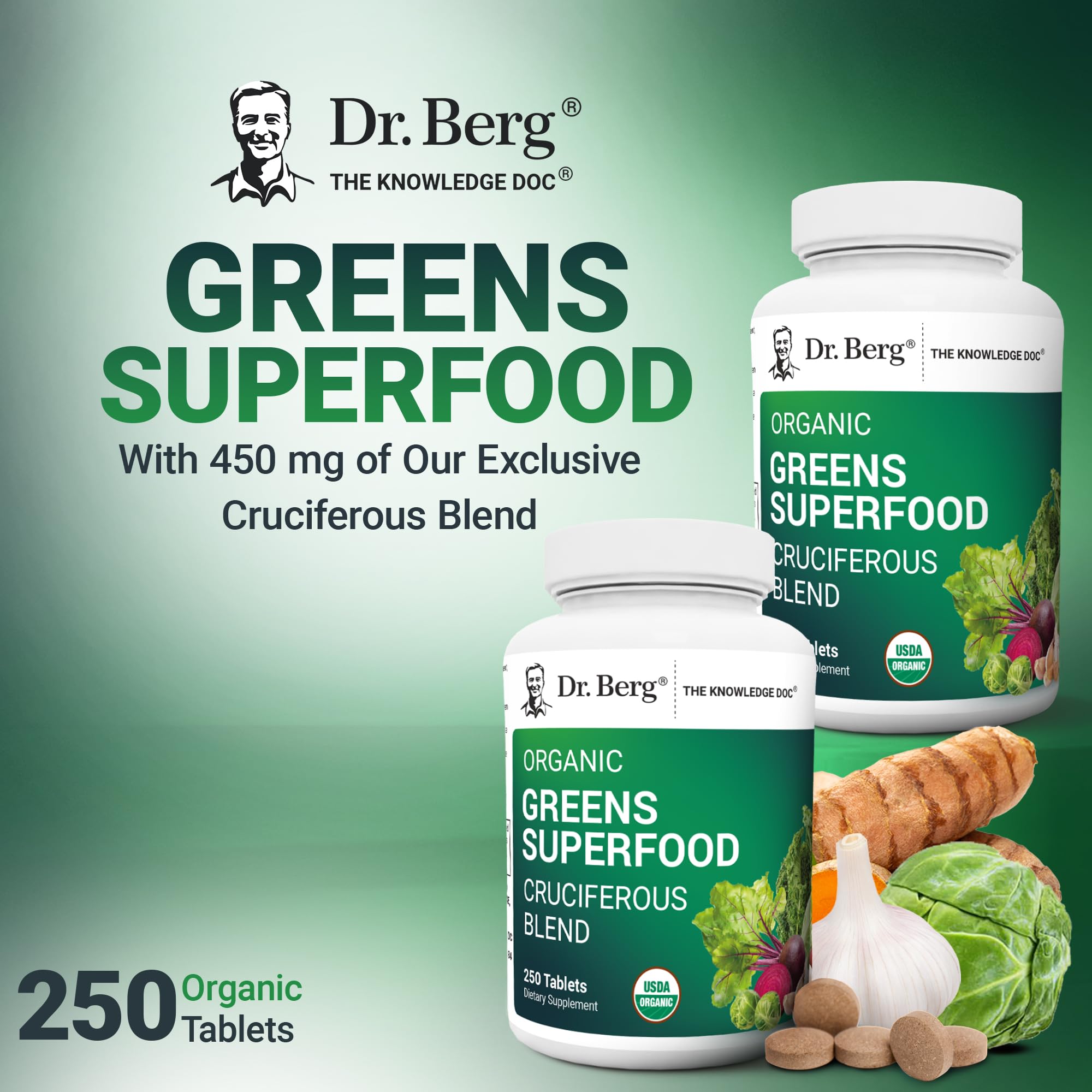 Dr. Berg's Greens: tableta compacta facil de tragar