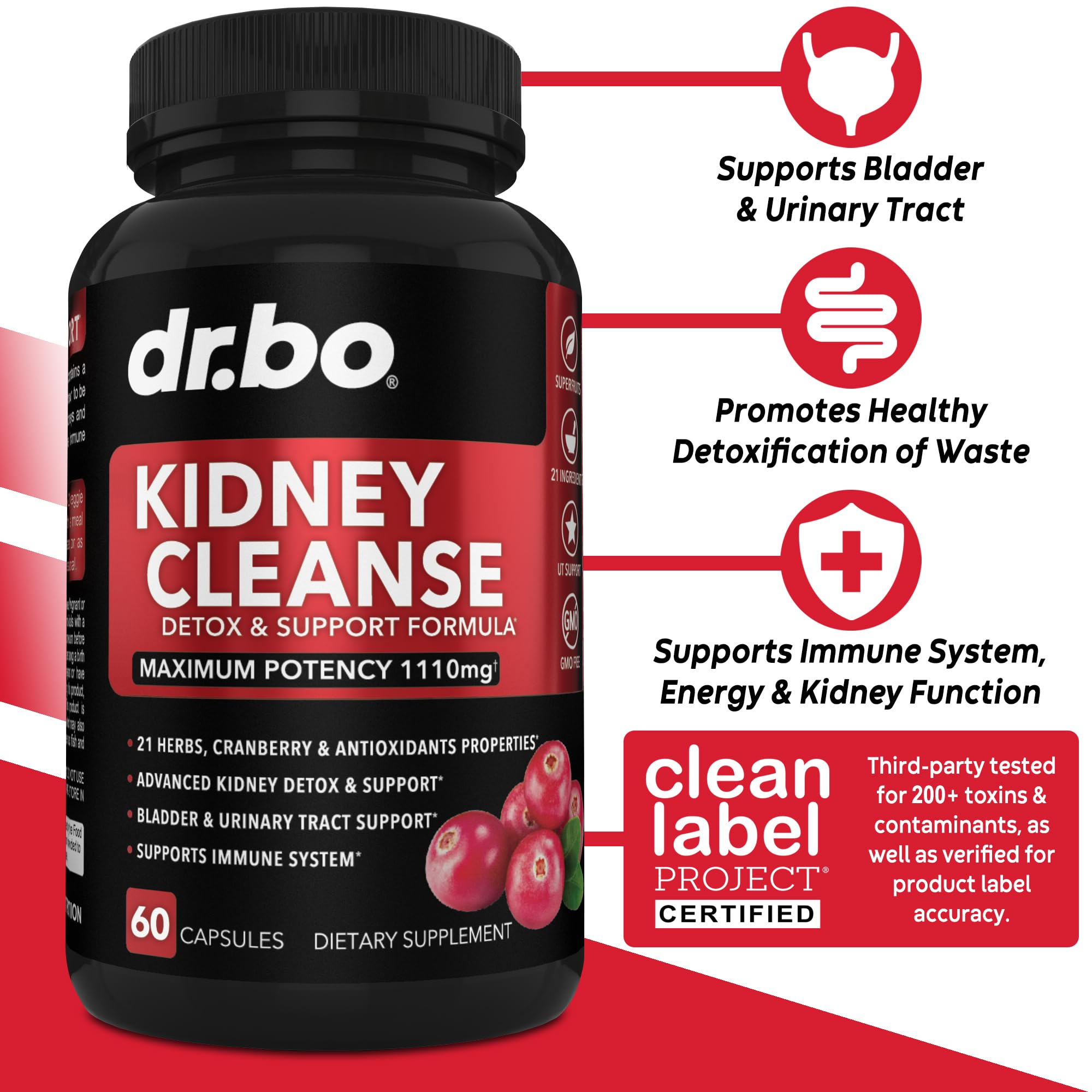 DR. BO Kidney Cleanse cápsulas cerca, enfoque en uso diario