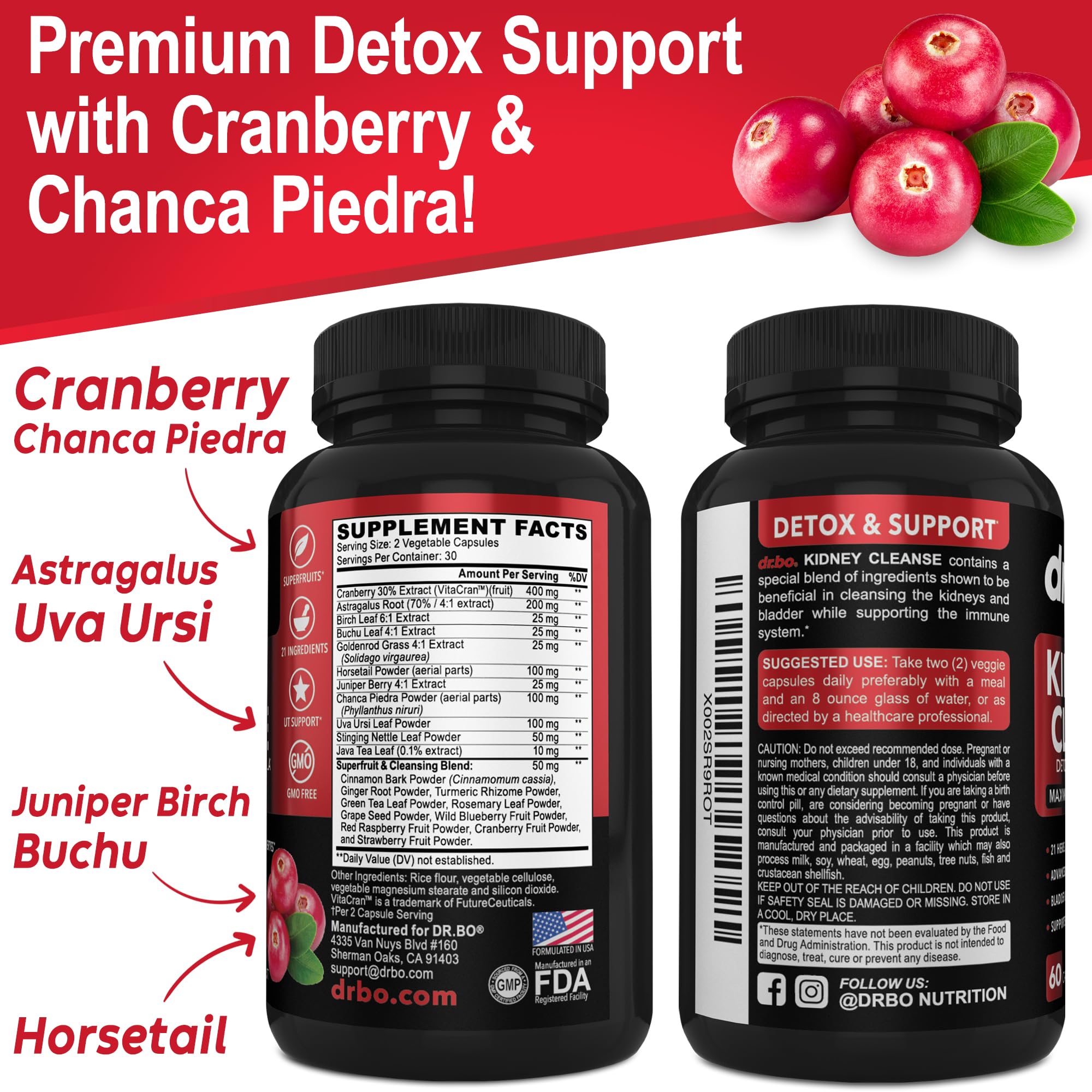 DR. BO Kidney Cleanse chanca piedra, potencia desintoxicación renal