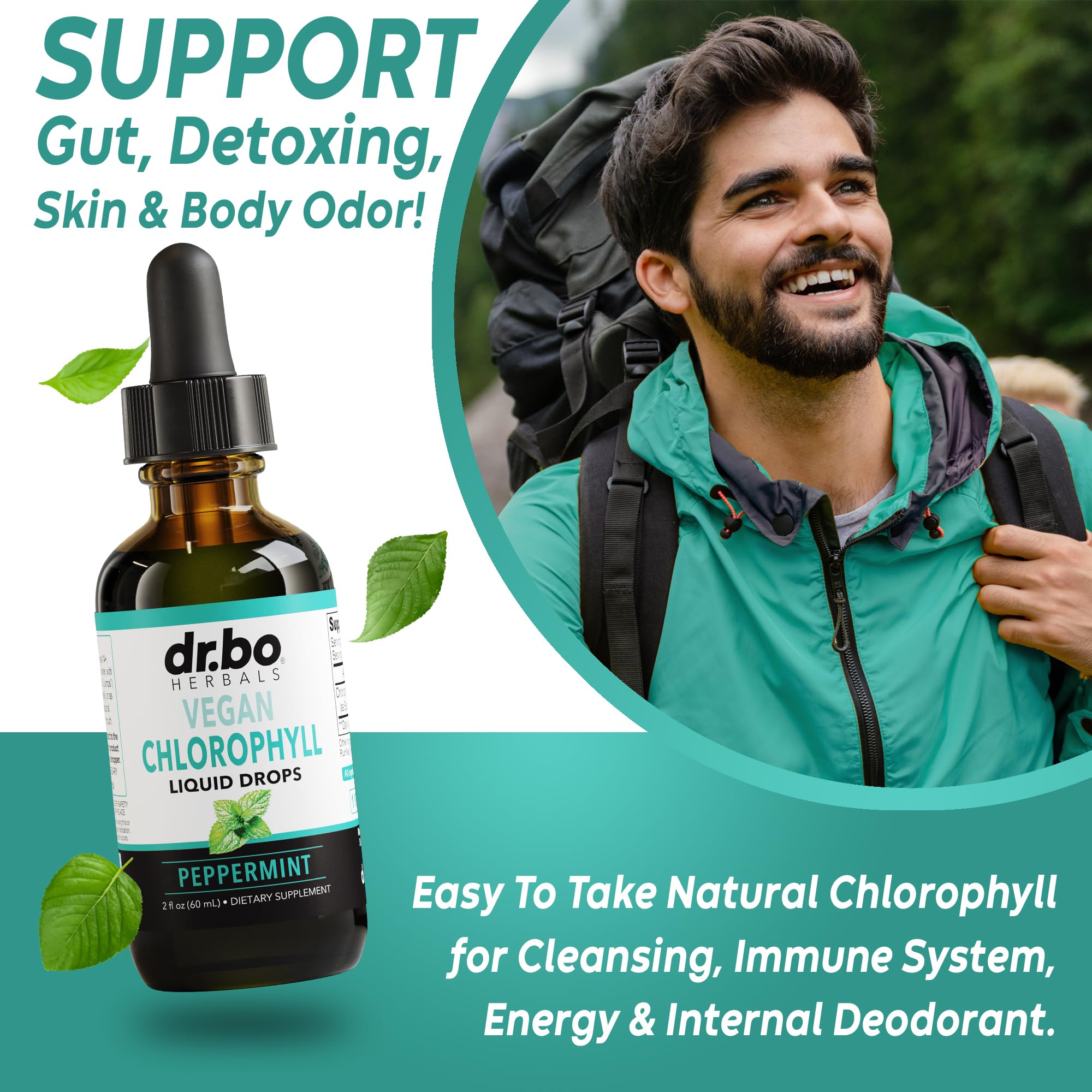 DR. BO desodorante interno natural, aroma fresco para el día.