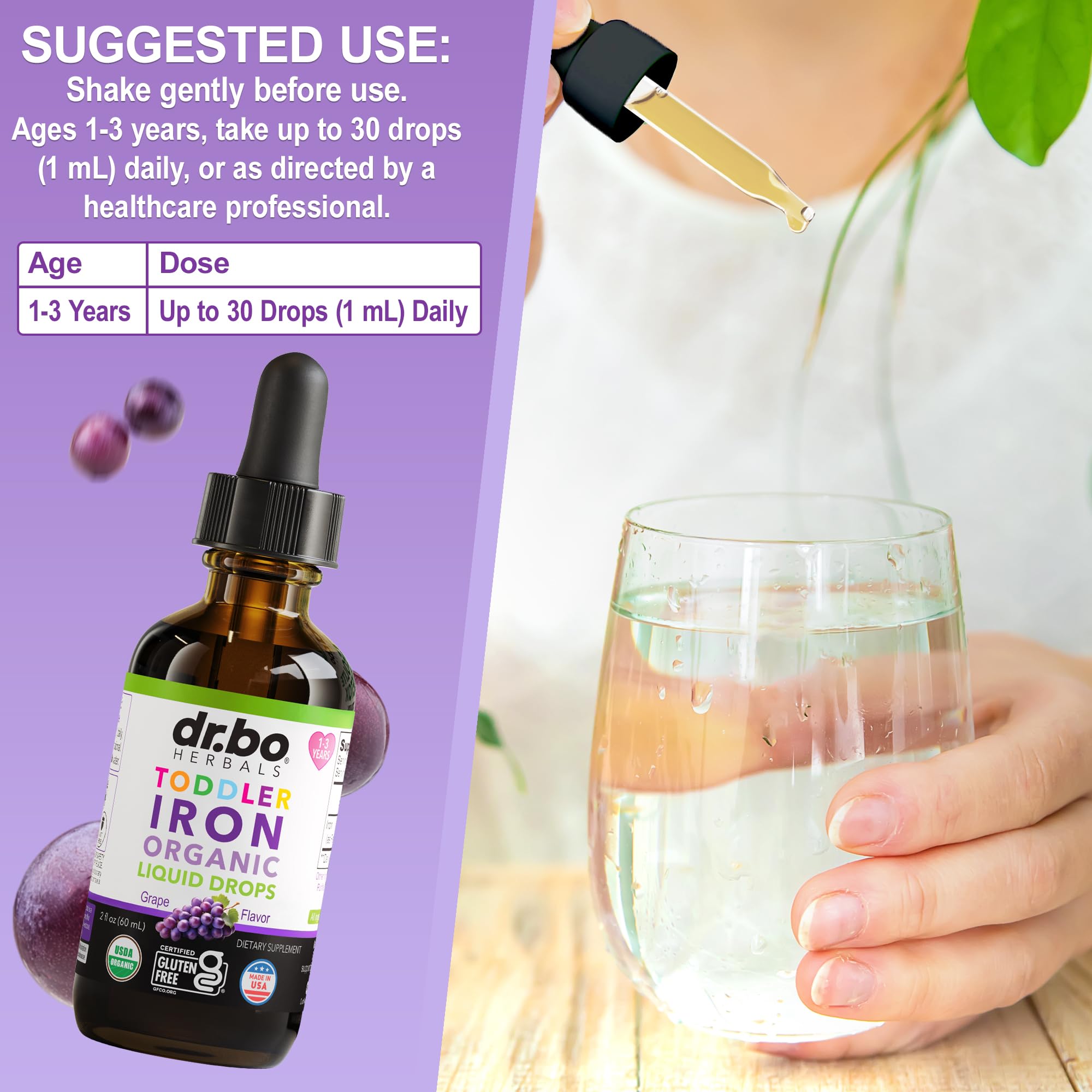 DR. BO Drops dosis en gotas para niños, medida sencilla.
