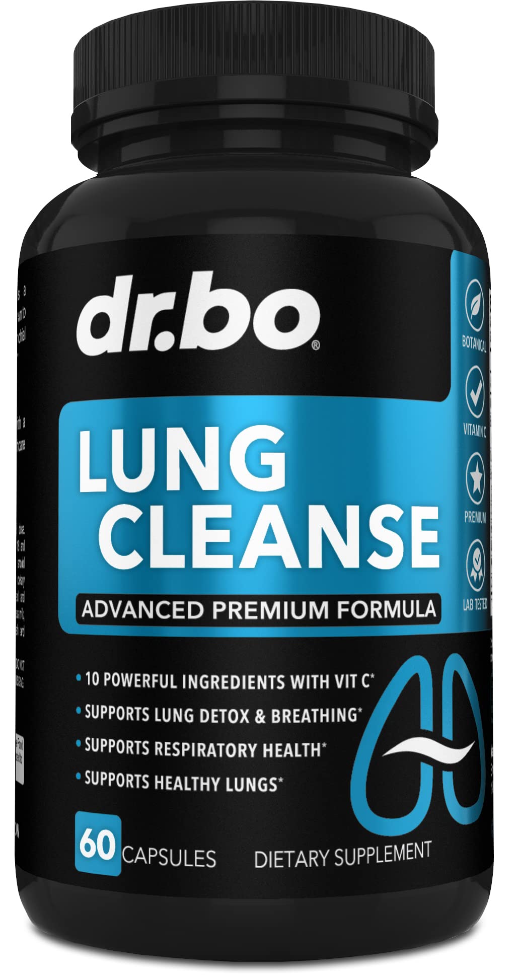 DR. BO Limpieza de pulmones: botella lista para apoyo respiratorio diario.