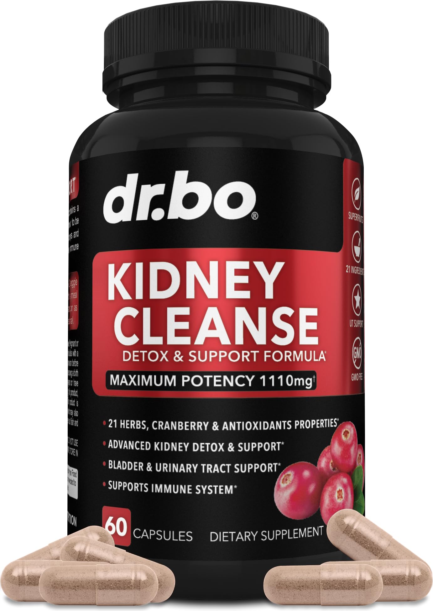DR. BO Kidney Cleanse botella vertida para apoyo renal diario