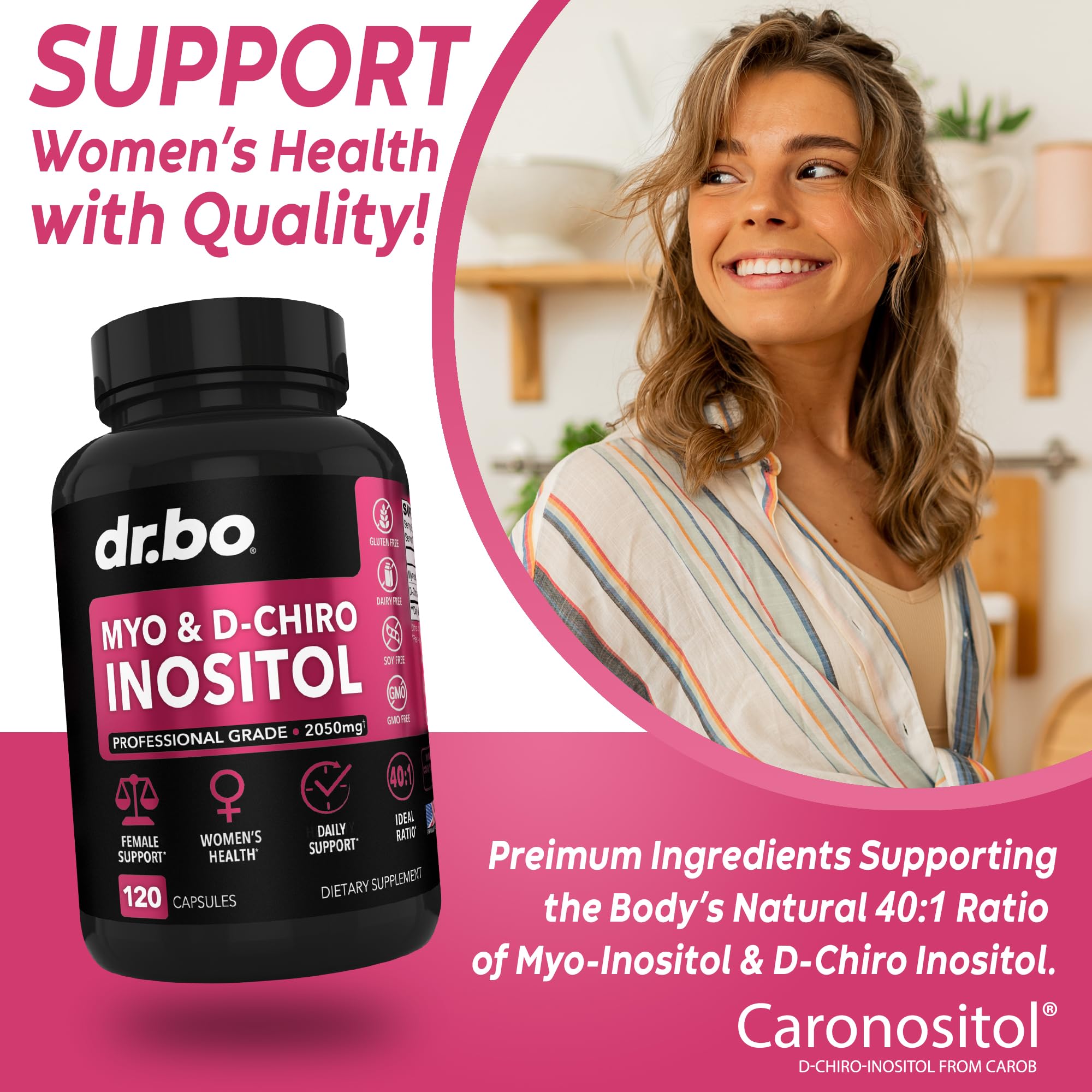 DR. BO Myo-Inositol y D-Chiro Inositol, cápsulas para uso diario.