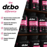 DR. BO Myo-Inositol y D-Chiro Inositol, etiqueta nutricional detallada.