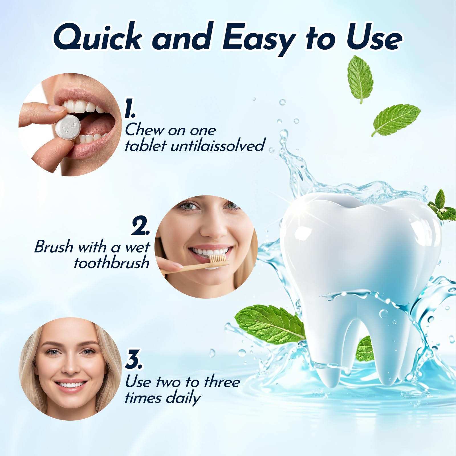 Tabletas dentales Dr.Brian con forma sólida y tamaño portátil para llevar