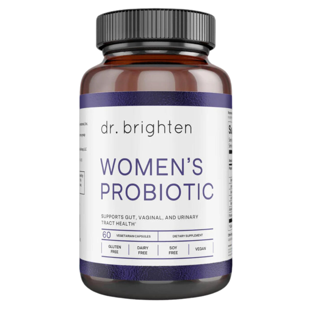 Dr. Brighten Probiòtico para Mujeres: botella frontal, apoyo al microbioma femenino.