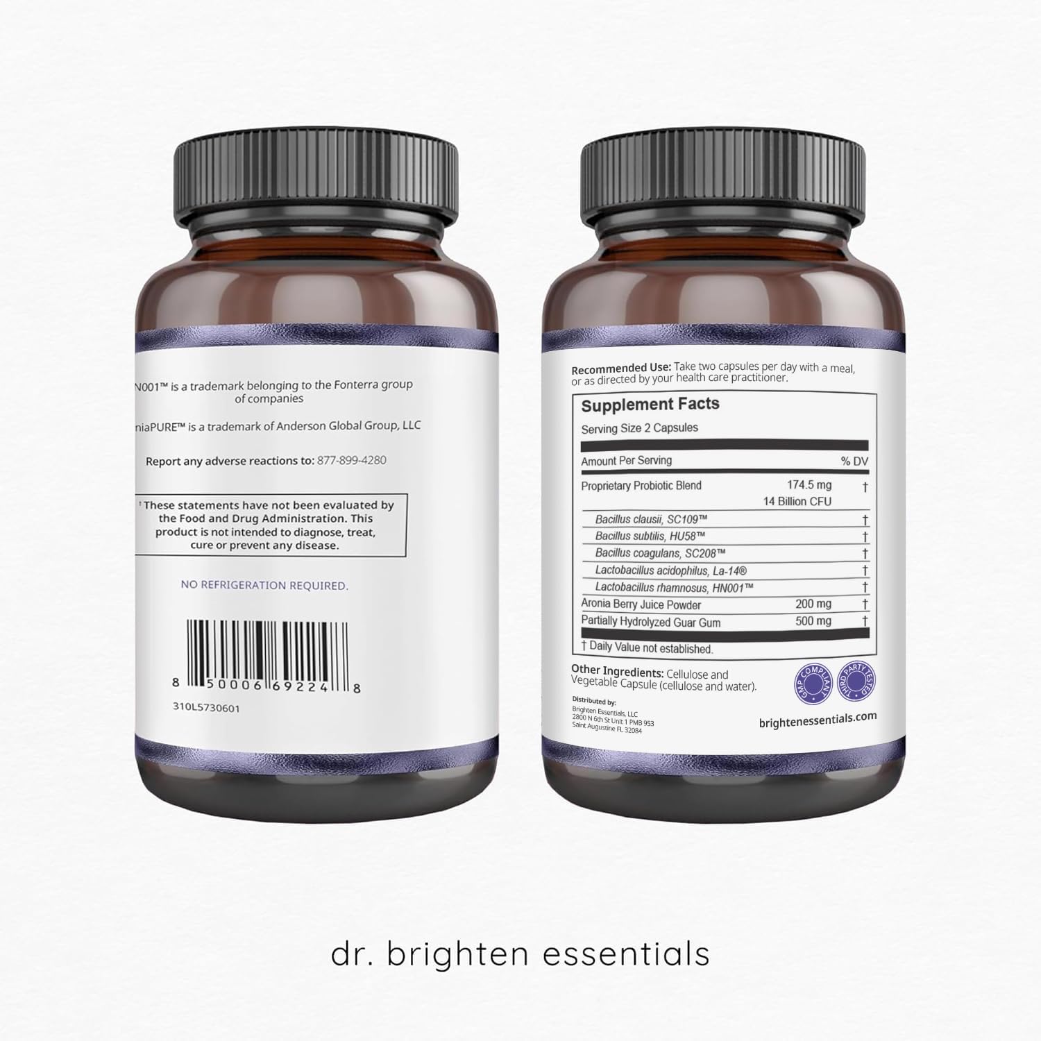 Dr. Brighten Probiòtico para Mujeres: cápsulas en mano, formato diario.