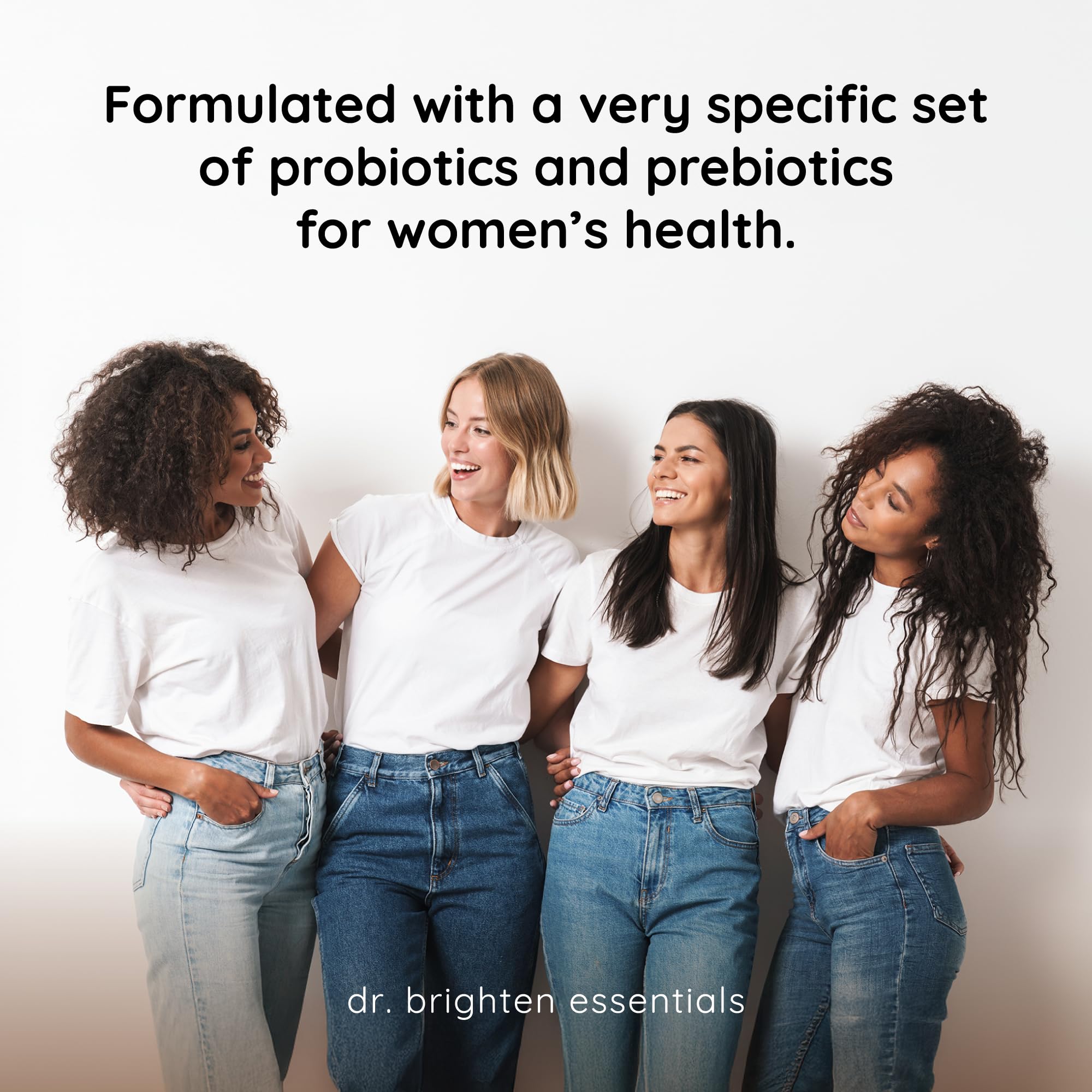 Dr. Brighten Probiòtico para Mujeres: etiqueta detallada con ingredientes clave.