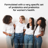 Dr. Brighten Probiòtico para Mujeres: etiqueta detallada con ingredientes clave.