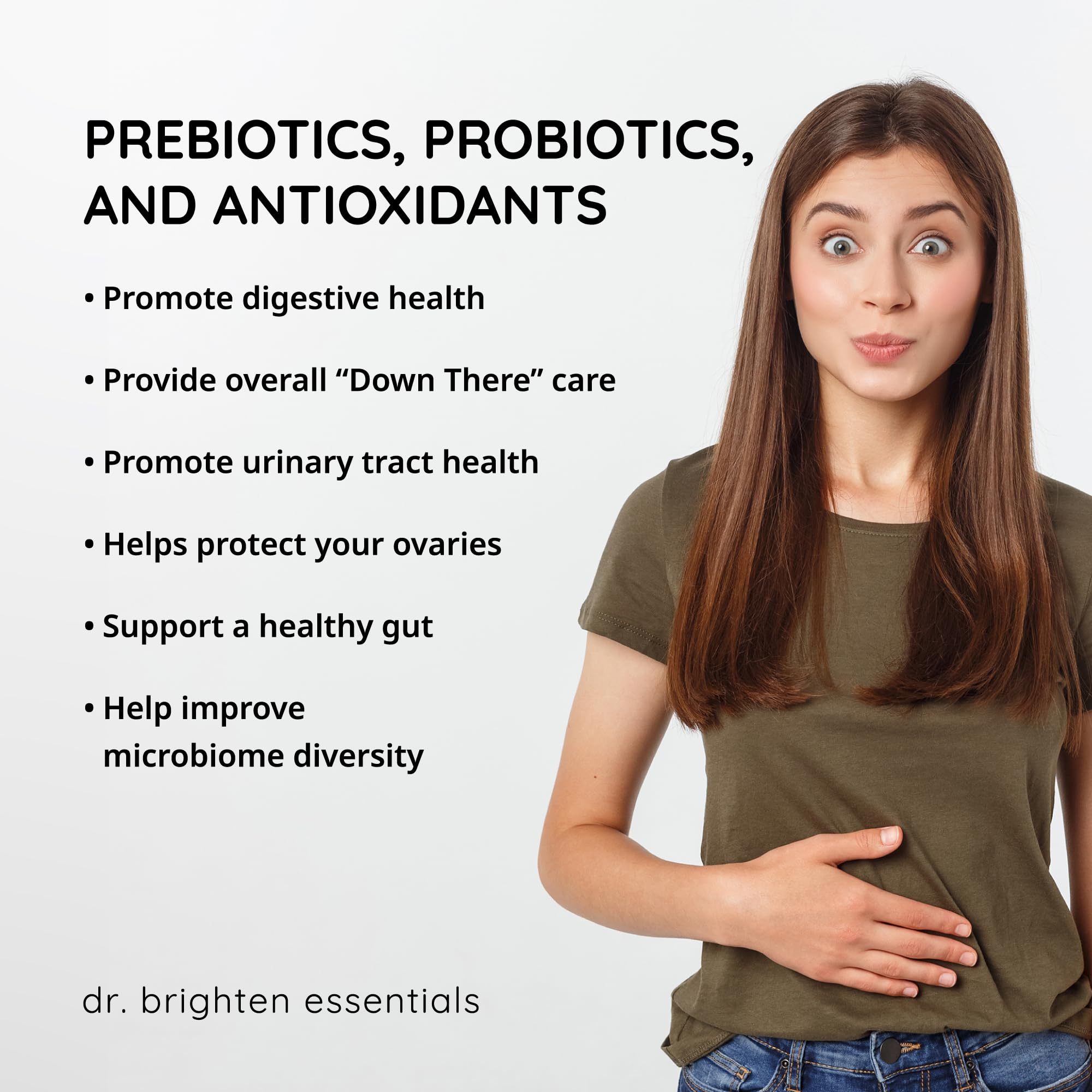 Dr. Brighten Probiòtico para Mujeres: uso diario para rutina de salud.