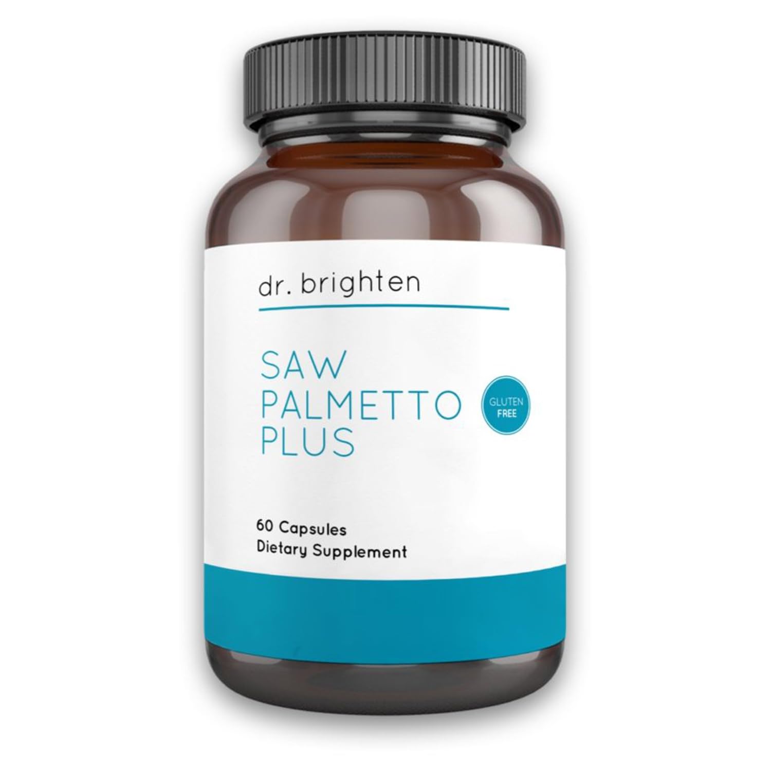 Dr. Brighten Saw Palmetto Plus en botella de cápsulas para bienestar femenino