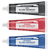 Pasta de dientes Dr. Bronner’s All-One sabor menta, pack para una limpieza suave y fresca.