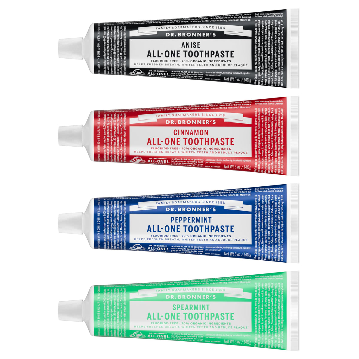 Dr. Bronner’s All-One menta piperita: pasta de dientes que refresca el aliento de forma natural