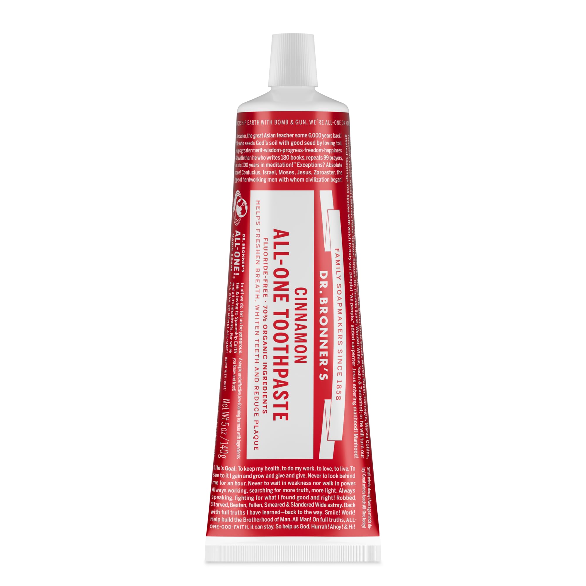 Pasta dental Dr. Bronner’s canela en empaque elegante para uso diario