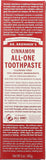 Dr. Bronner's canela pasta de dientes, limpieza suave para aliento fresco y uso diario.