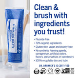 Dr. Bronner's crema dental sin fluor: opción segura para tu rutina diaria.
