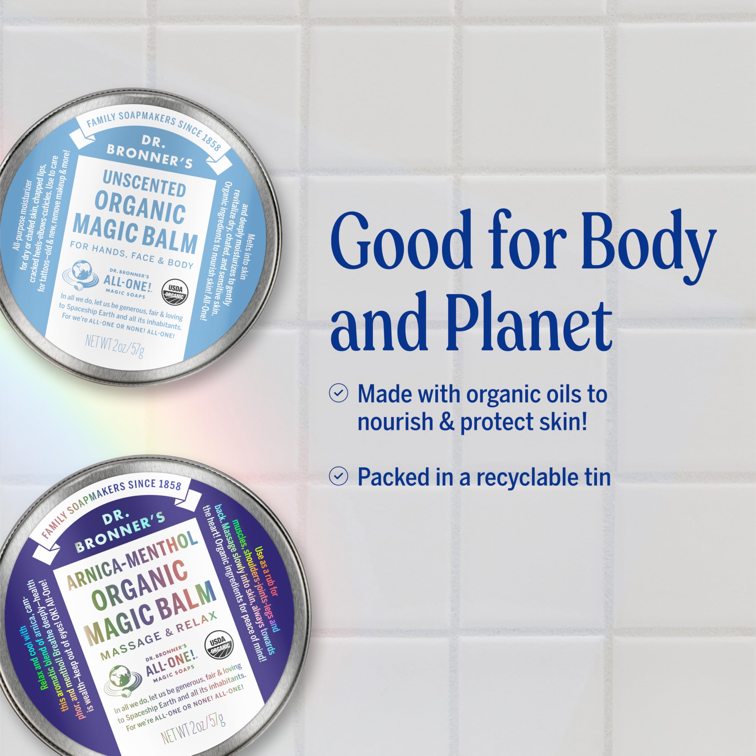Dr. Bronner's Magic Balm piel seca en clima frío y viento.