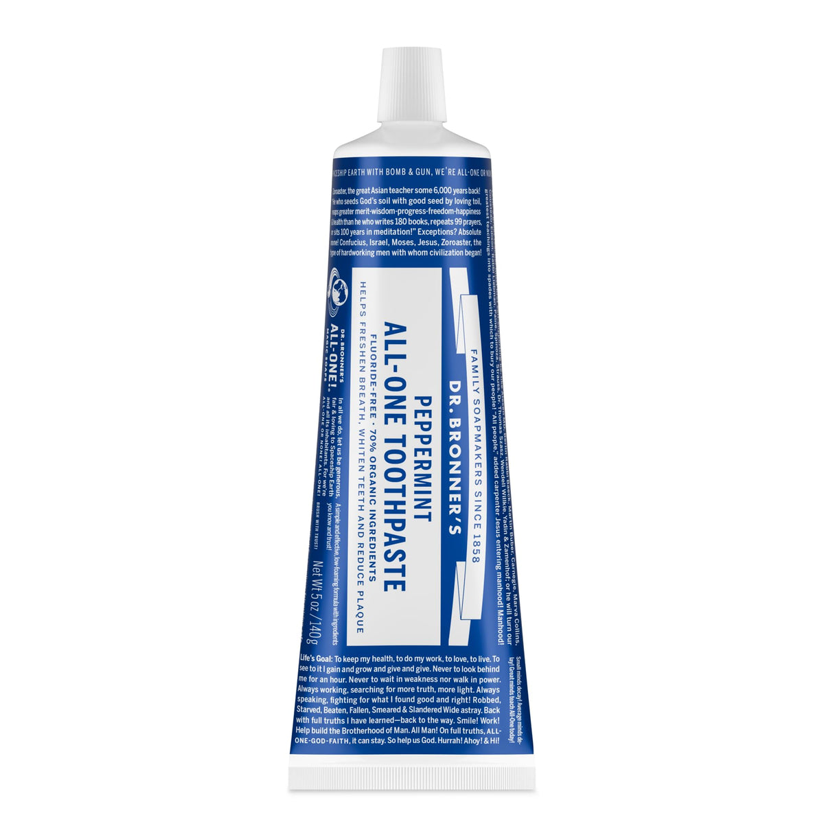 Dr. Bronner’s pasta dental mentolada, empaque visible, frescura diaria.