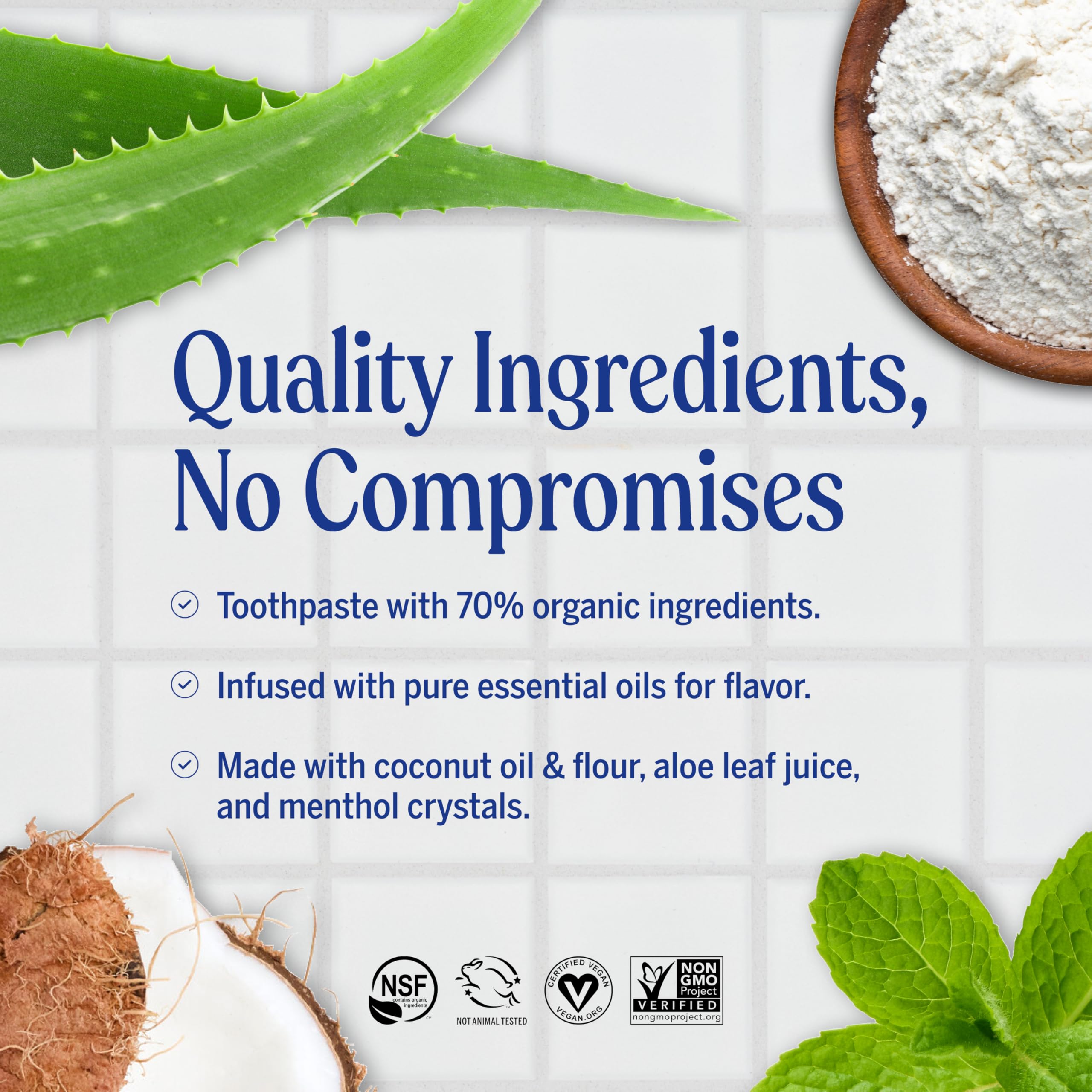 Dr. Bronner’s pasta dental mentolada, textura suave de polvo pulidor.