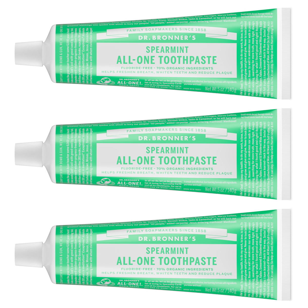 Dr. Bronner’s pasta dientes paquete 3 mentas para frescura diaria