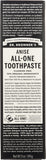 Pasta de dientes Dr. Bronner's Todo-En-Uno anis: tubo de 5 onzas para uso diario y aliento fresco.