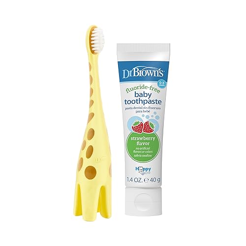 Pasta de fresa Dr. Brown's sin fluor para higiene segura