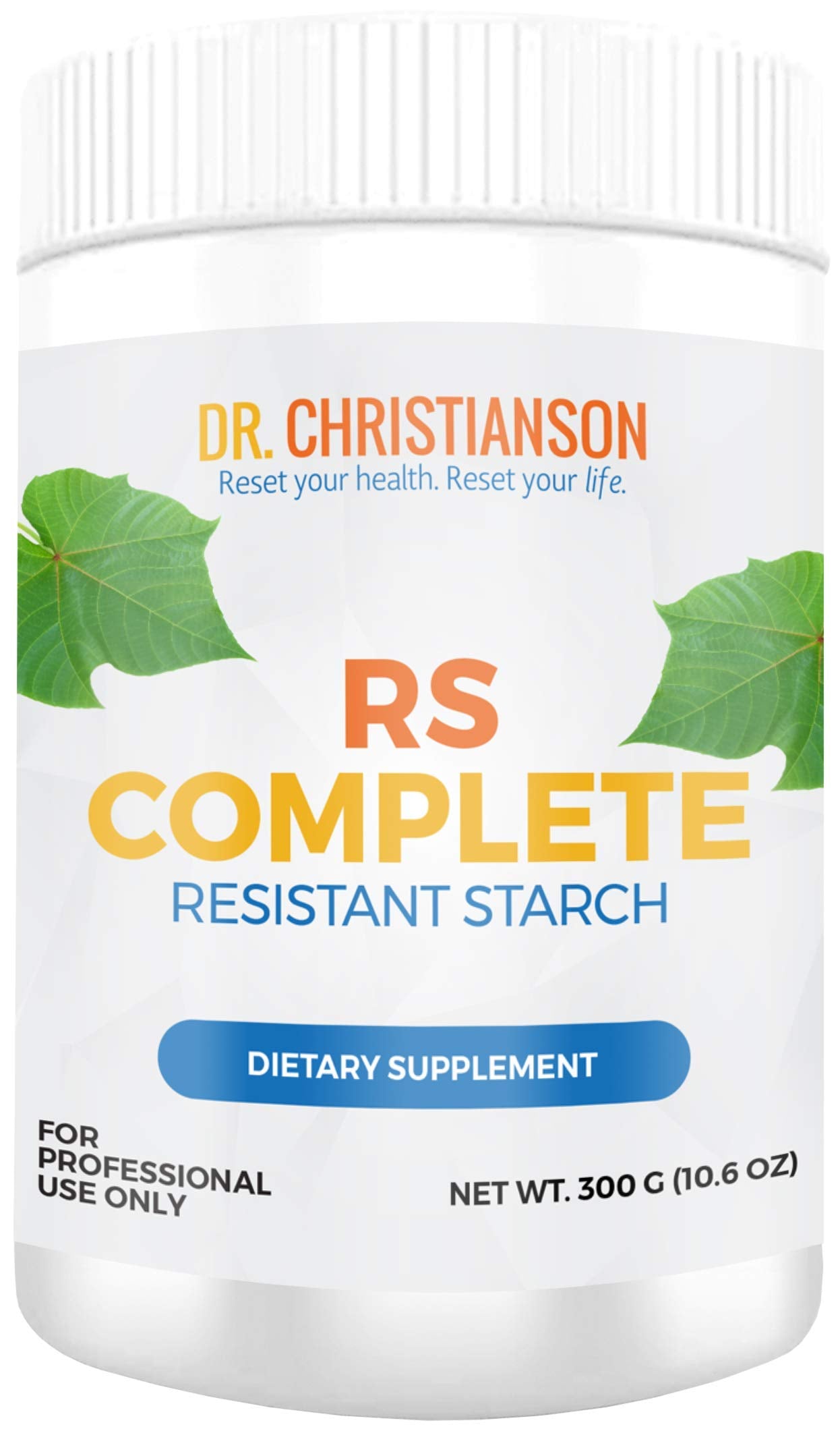 Dr. Christianson RS Complete polvo almidón resistente platano verde orgánico para hábitos saludables.